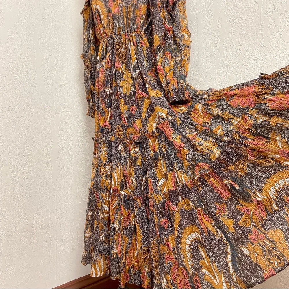 $650 Ulla Johnson RARE! Paola Silk Lurex Midi Dress - Picture 10 of 15